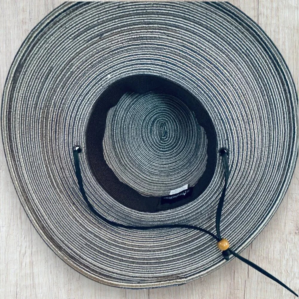 New SLOGGERS Braided Wide Brim Sun Hat Lanyard Outdoor Garden Beach UPF 50+ Blue